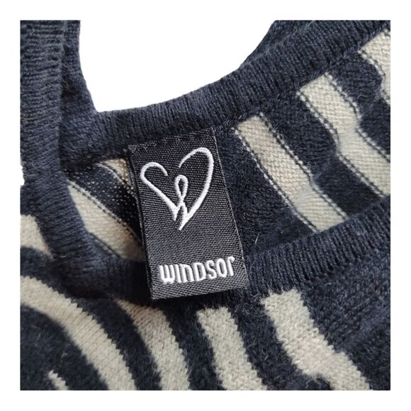 Windsor Short Sleeve Low Back Tie Striped Mini Dress Black and Gray Womens Large - Picture 3 of 9